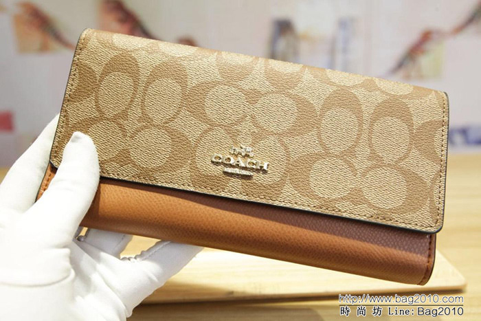 COACH蔻馳 原單 Coach53763 女士三折大手包 專櫃用料PVC拼頭層牛皮 專櫃爆款  Chz1193